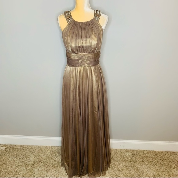 David’s Bridal Metallic Tulle Halter Gown Size 6 - Picture 1 of 14